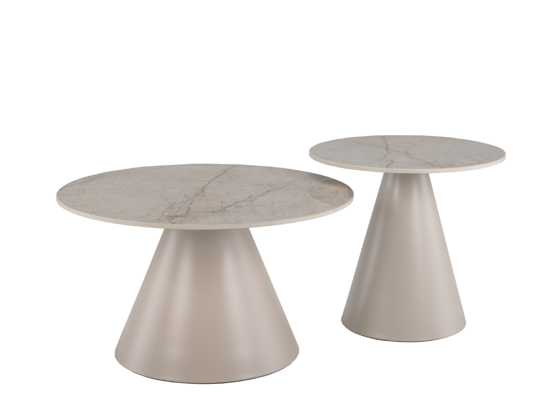 Комплект журнальных столов Vetro Рокко 700х460 мм/500х400 мм 2 шт. Мистик серый/Капучино (СТ-40) - фото 1