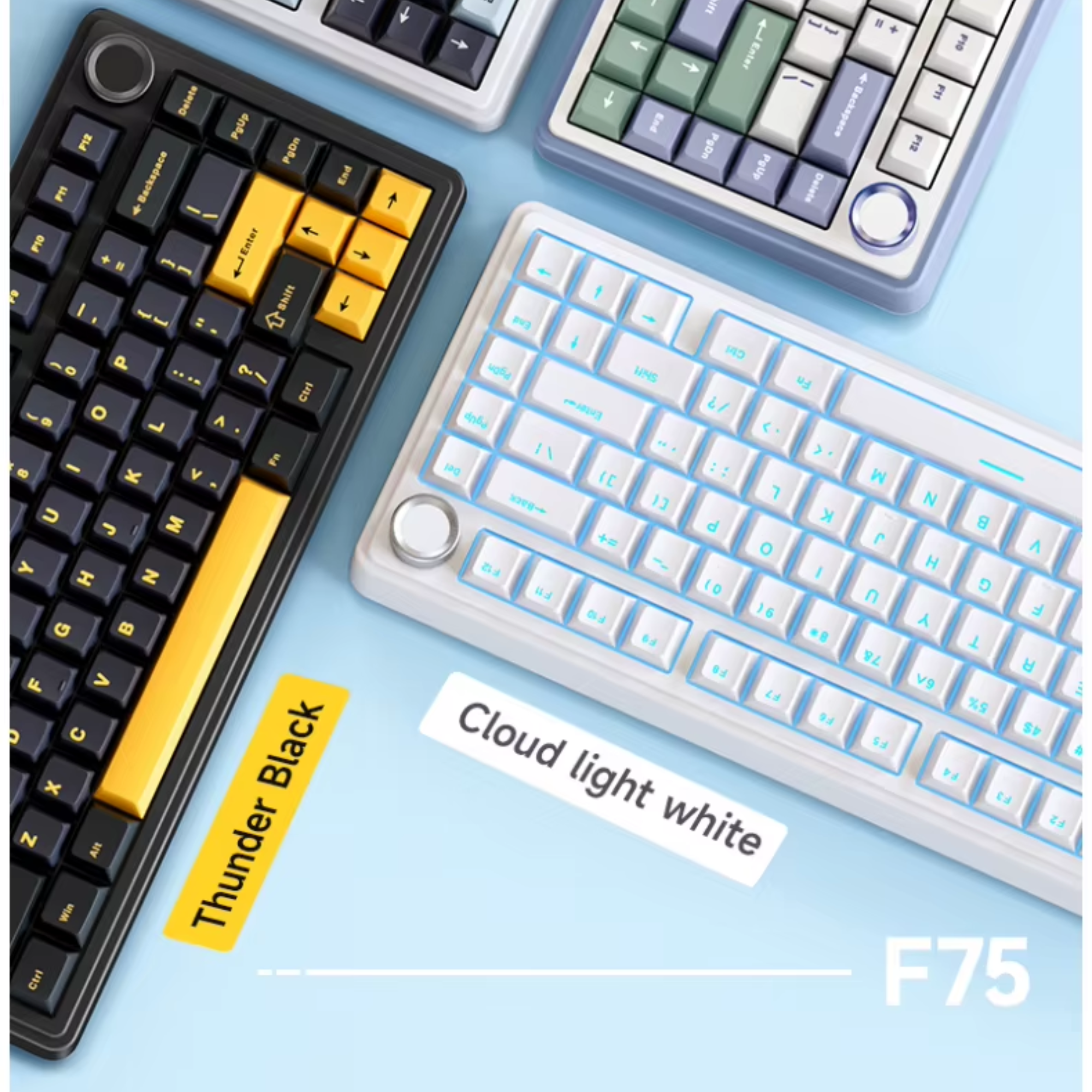 Клавиатура механическая AULA F75 с RGB подсветкой Thunder Black (24993946) - фото 2 Клавиатура механическая AULA F75 с RGB подсветкой Thunder Black (24993946) - фото 2