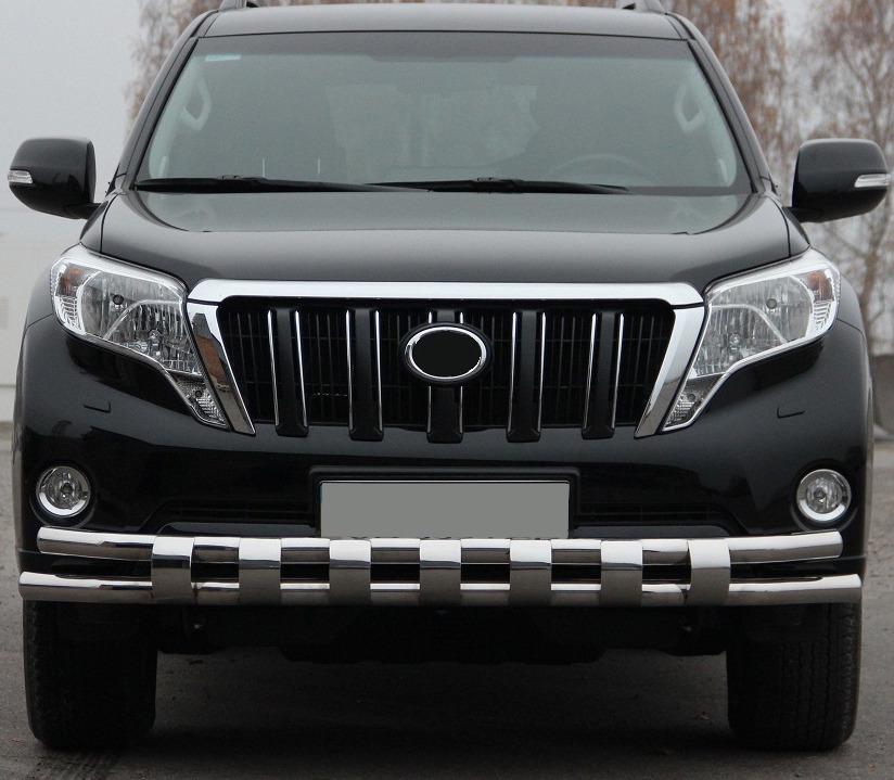Передняя защита ST016-2 CAN для Toyota Land Cruiser Prado 150 нержавеющая сталь Хром