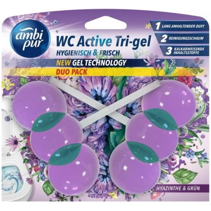 Подвеска для туалета гелевая Ambi Pur WC Active Tri-gel Гиацинт и зелень 2х45 г (825586)