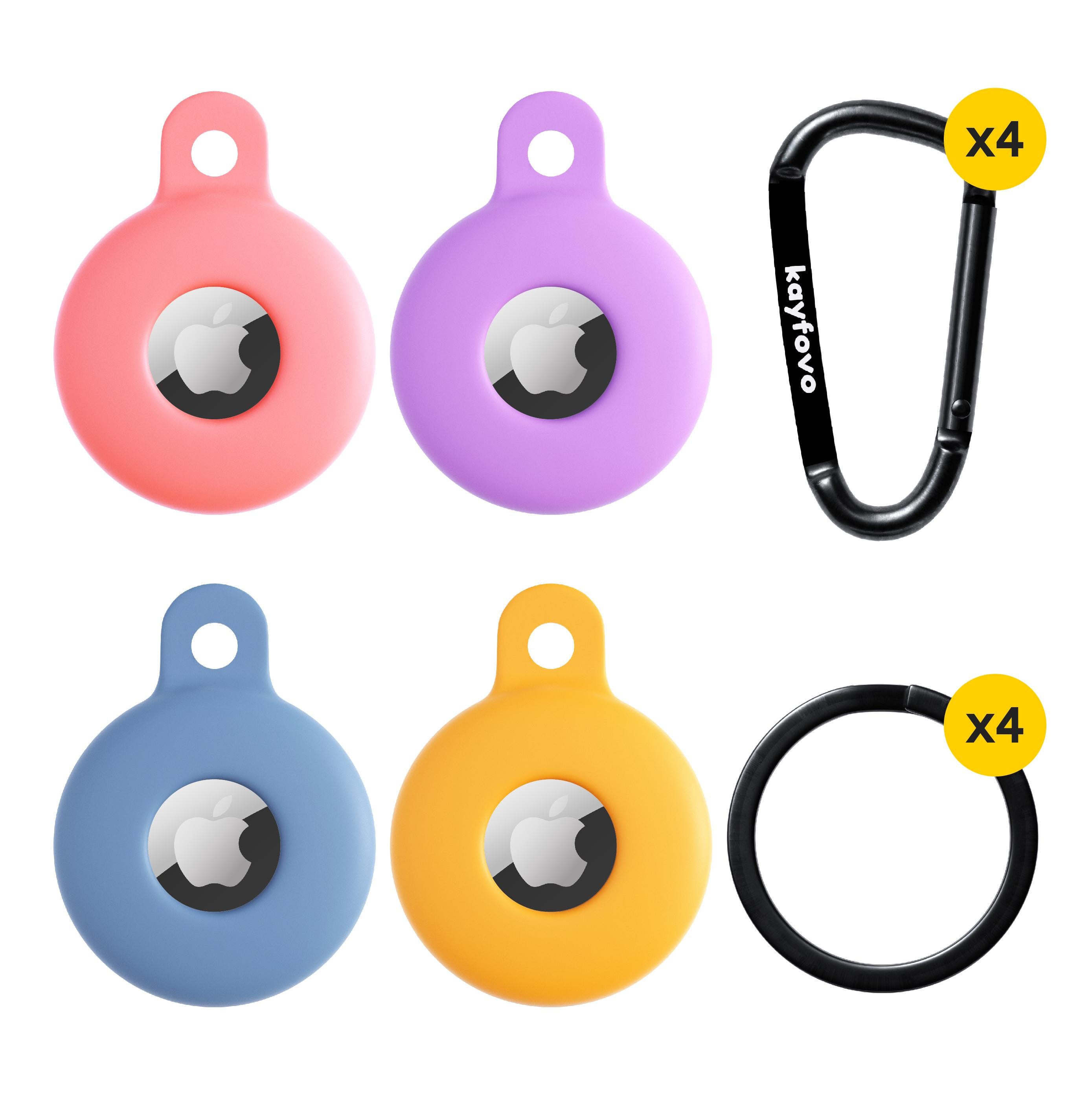 Чехол брелок Kayfovo PLBYP4 для Apple AirTag с карабином Silicone Pink/Light-Blue/Yellow/Purple 4 шт. (28653)