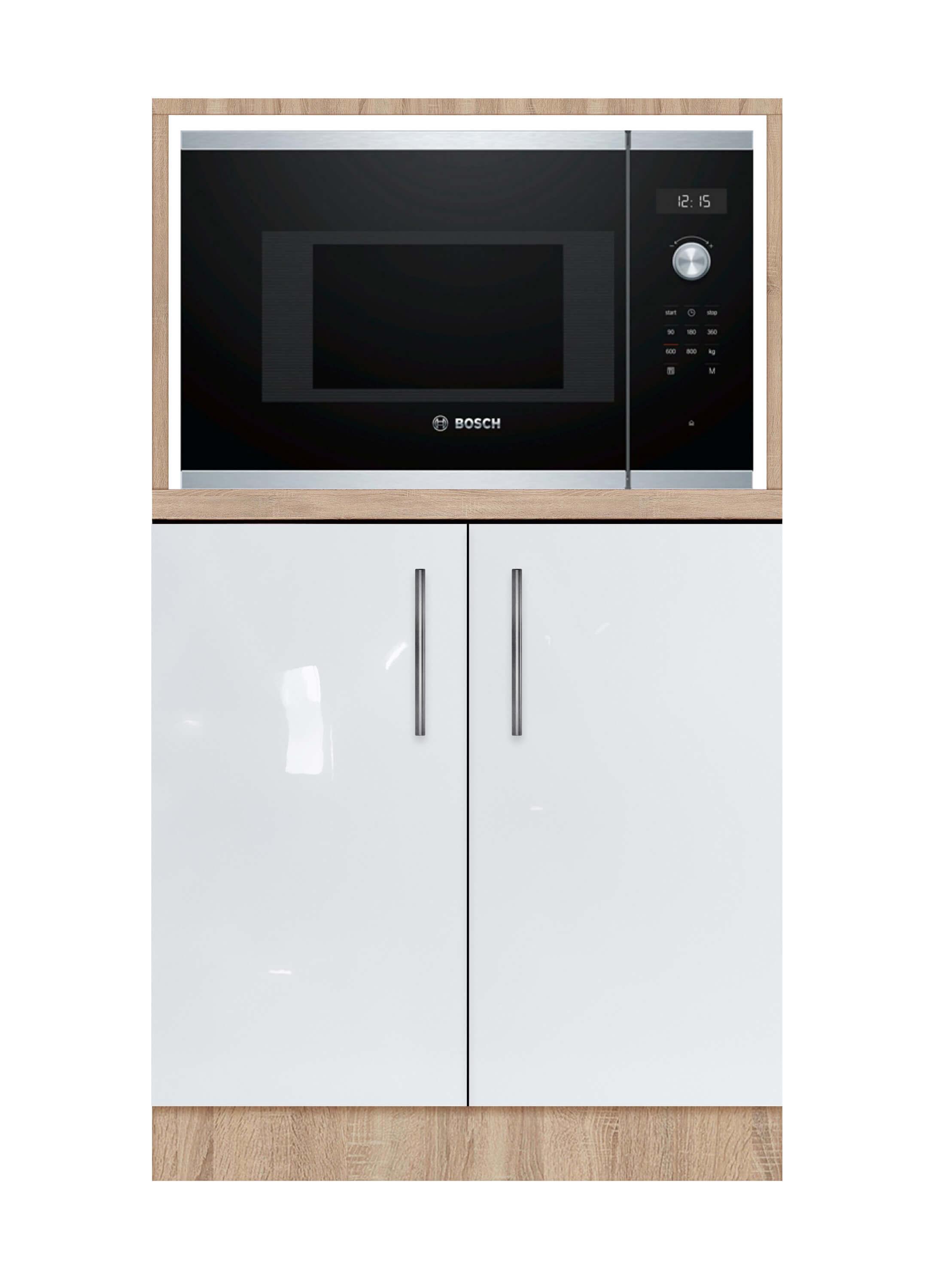 Тумба двухдверная МАКСИ-МЕБЛИ без ящиков с отделом под МВ печь со столешницей МДФ 600 Дуб сонома/Белый (73032) - фото 2