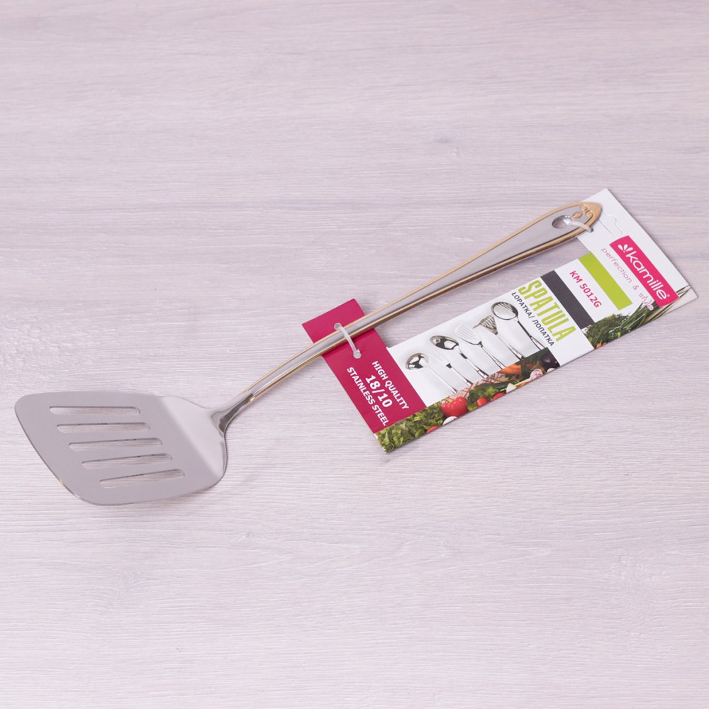 Лопатка Kamille з нержавіючої сталі з позолотою (KM-5012G)