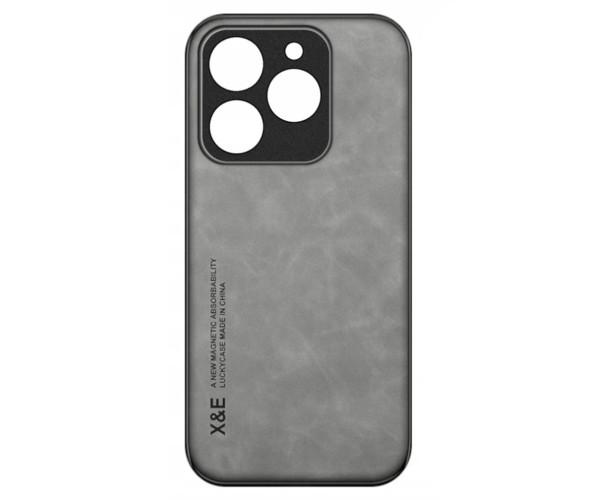 Кожаный чехол - накладка X&E для Realme C61 / C63 4G с металлической вставкой Серый