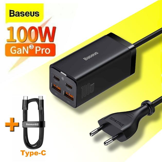 Зарядний пристрій BASEUS GaN3 Pro Desktop Fast Charger 100W з кабелем 100W 20V/5A 1 м (18966054) - фото 3