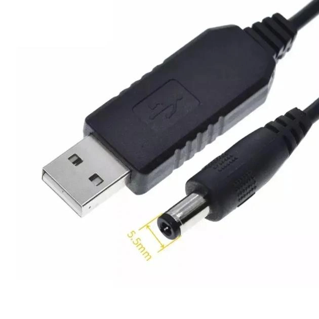 Шнур перехідник від Wi-Fi роутера до повербанка USB DC 5,5х2,5 мм 5 до 12 V Чорний (Yn0422) - фото 4