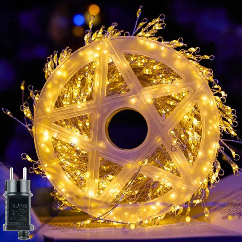 Грлянда світлодіодна мішура Роса 20 м 600 LED 220V 8 режимів Теплий білий