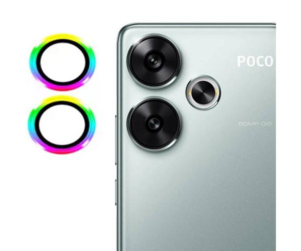Защитное стекло с рамкой CD Pattern для Xiaomi Poco F6 5G / Redmi Turbo 3 5G на заднюю камеру Разноцветный