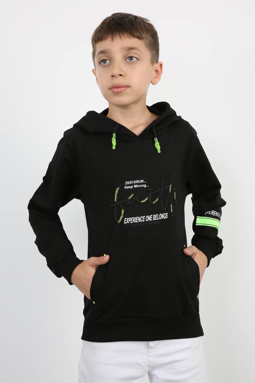Толстовка с капюшоном для мальчика 158 см Черный (06040)