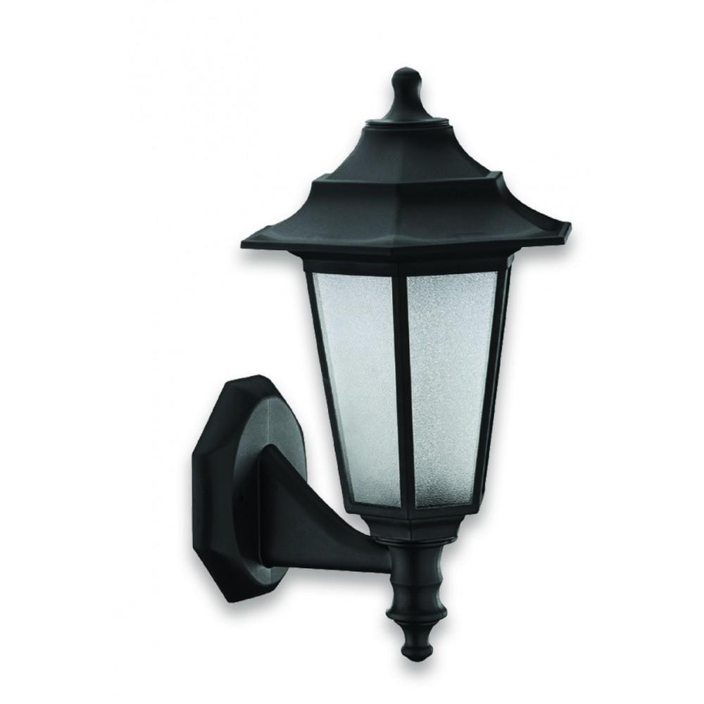 Садовый светильник настенный Flora с ножкой ударопрочный 40W E27 IP44 PC/PP Черный (28689180)