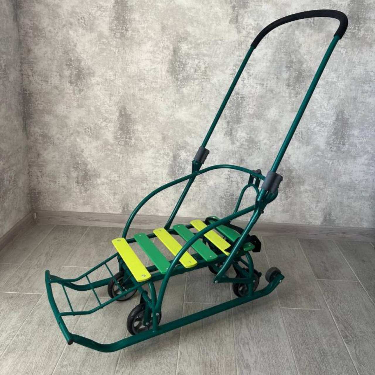 Санки-трансформер детские с колесами Мрія LUX 2026 Зеленый