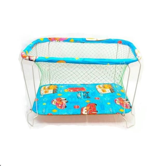 Манеж детский Машинки мягкое дно крупная сетка Blue (29825)