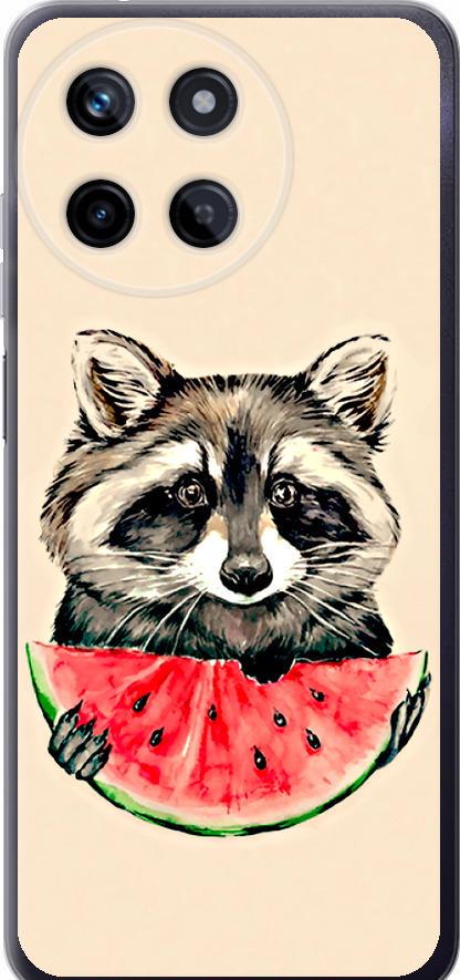 Чехол на Realme Realme 11 Енотик с арбузом (4605u-3120-42517)
