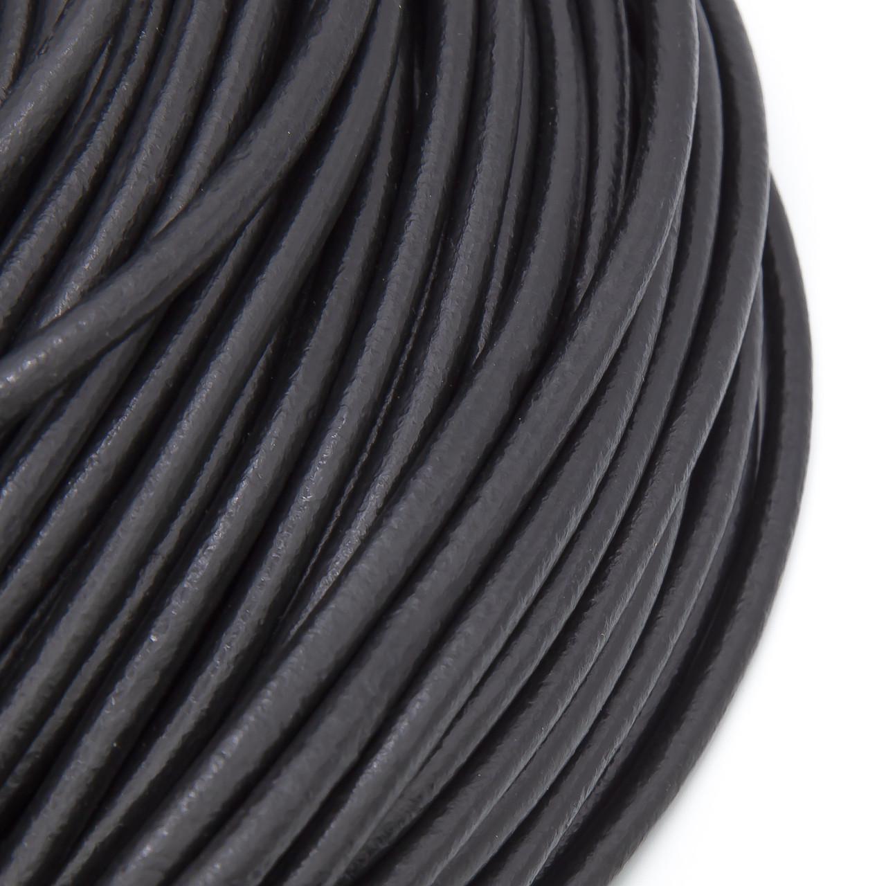 Шнур кожаный 5 мм 1 м Черный (ШК0005у03)