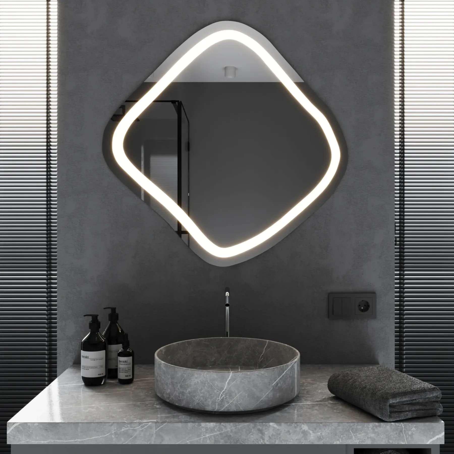 Зеркало для ванной комнаты Mironiks Ellizium фигурное с передней LED-подсветкой 800x800 мм (FR-MRKS-311784)