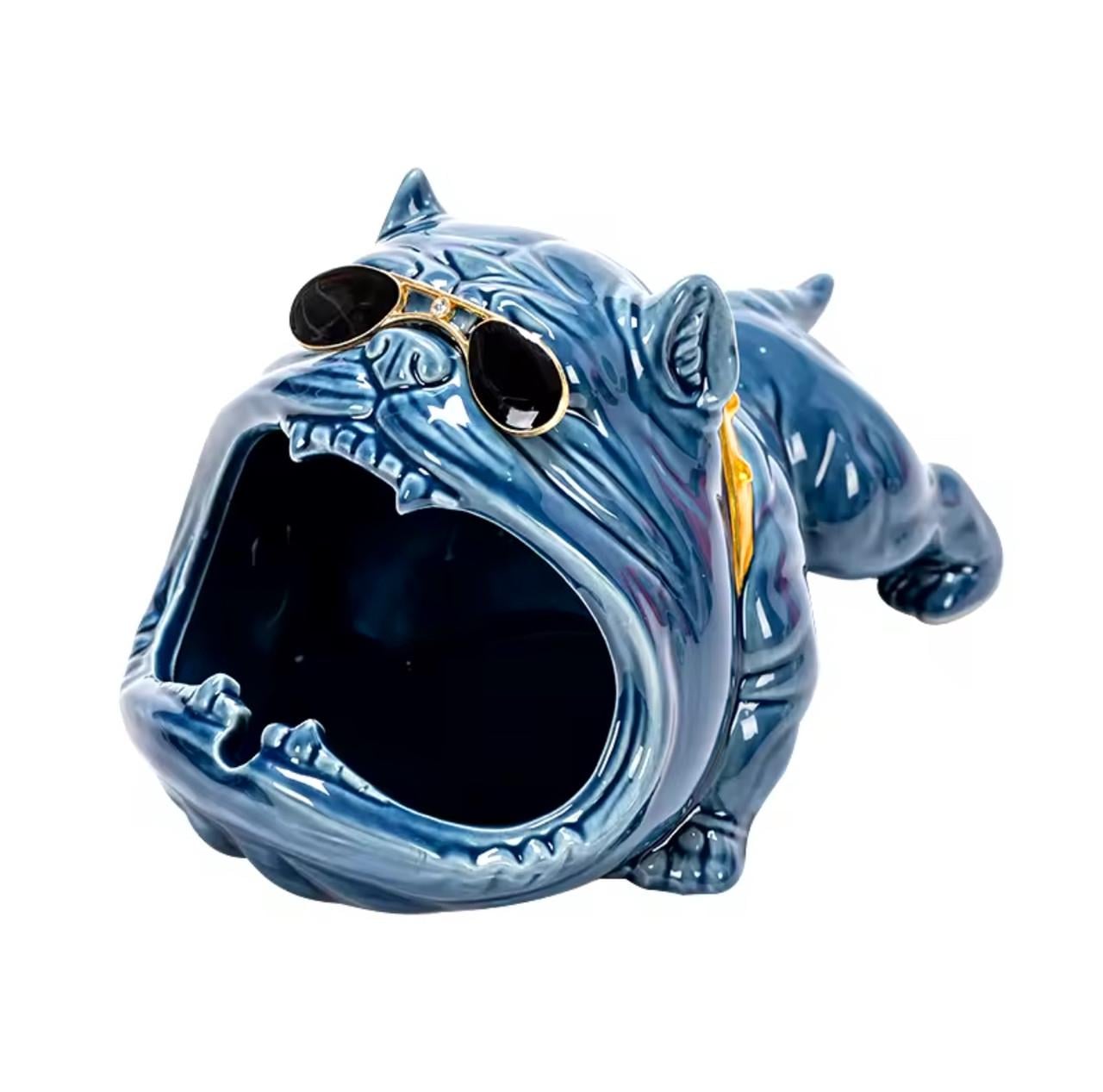 Пепельница-статуэтка с ключницей Бульдог в очках Синий (Арт1682) Пепельница-статуэтка с ключницей Бульдог в очках Синий (Арт1682)