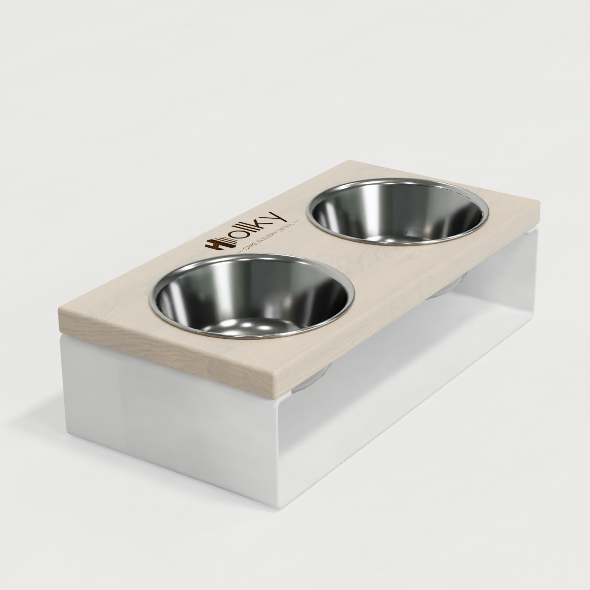 Миски на підставці з цільного металевого листа для собак і котів Hollky SteelWood S 2х0,45 л (SWS-36188-WHWH) - фото 8