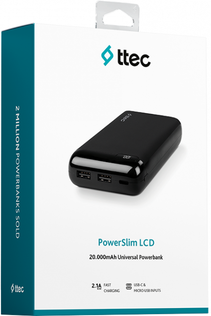 Портативний зарядний пристрій Ttec PowerSlim 20000 mAh Black (2BB184S) - фото 2