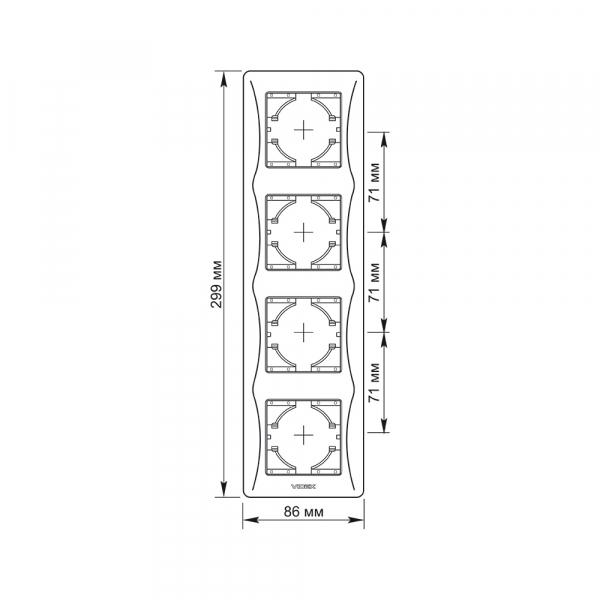 Рамка Videx на 4 місця вертикальна Чорно-графітовий - фото 2 Рамка Videx на 4 місця вертикальна Чорно-графітовий - фото 2