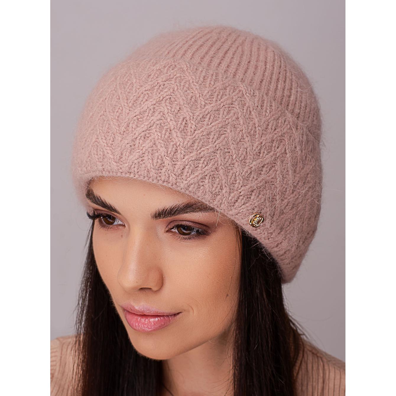 Шапка ангоровая женская с флисовой подкладкой и узором на отвороте Leks Мари Антик - фото 1