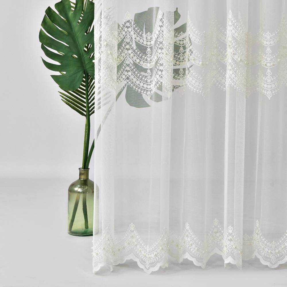 Тканина тюль фатин з вишивкою TAMA krem 122 гр/м2 305 см (27059) - фото 4