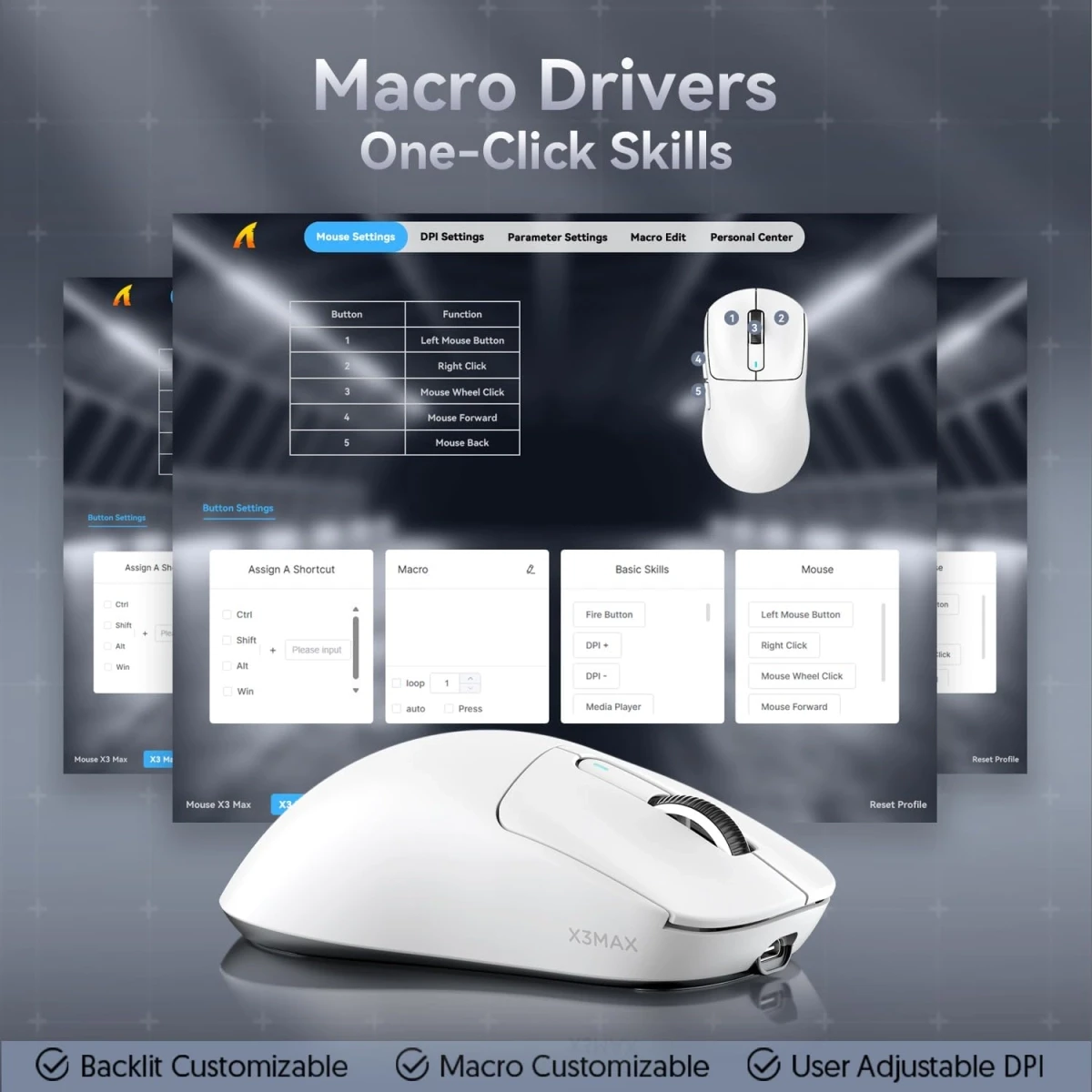 Компьютерная мышка Attack SHARK X3 MAX PAW3950 Wireless Gaming Mouse White (2372163133) - фото 2