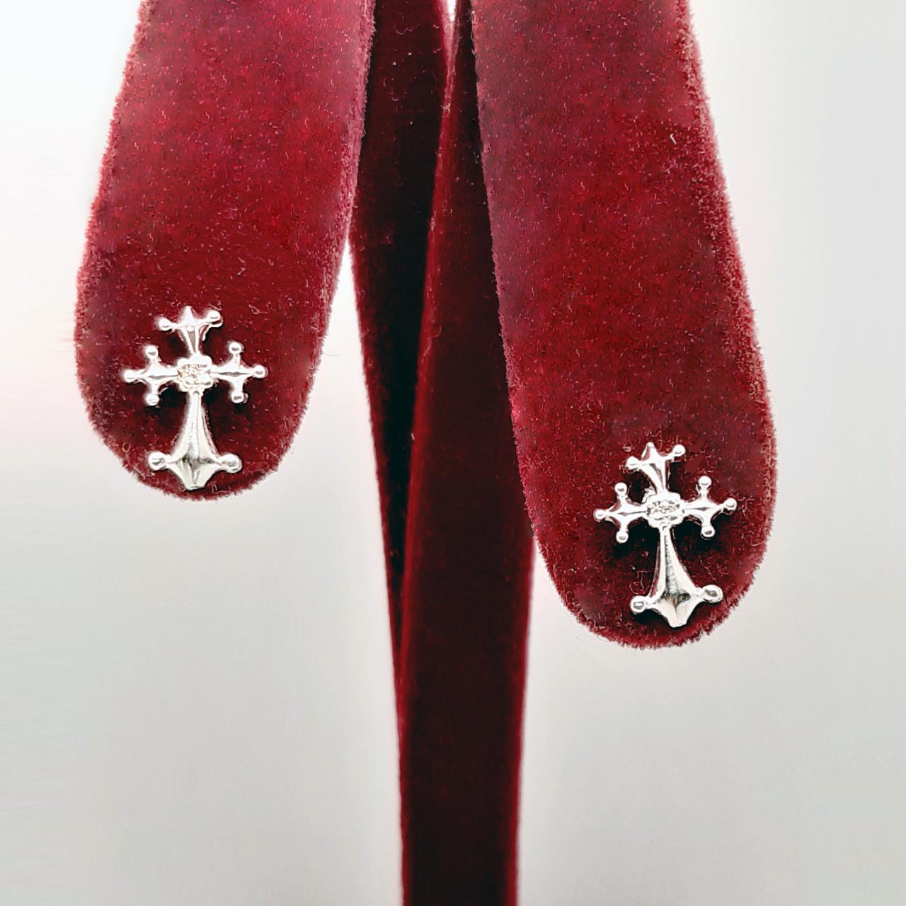 Серьги винтики серебро маленькие крестики 925° 1,05 г (22с416)
