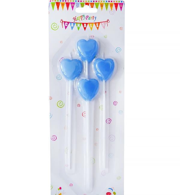 Свічки для торта Heartblue набір 4 шт. 145 см Блакитний