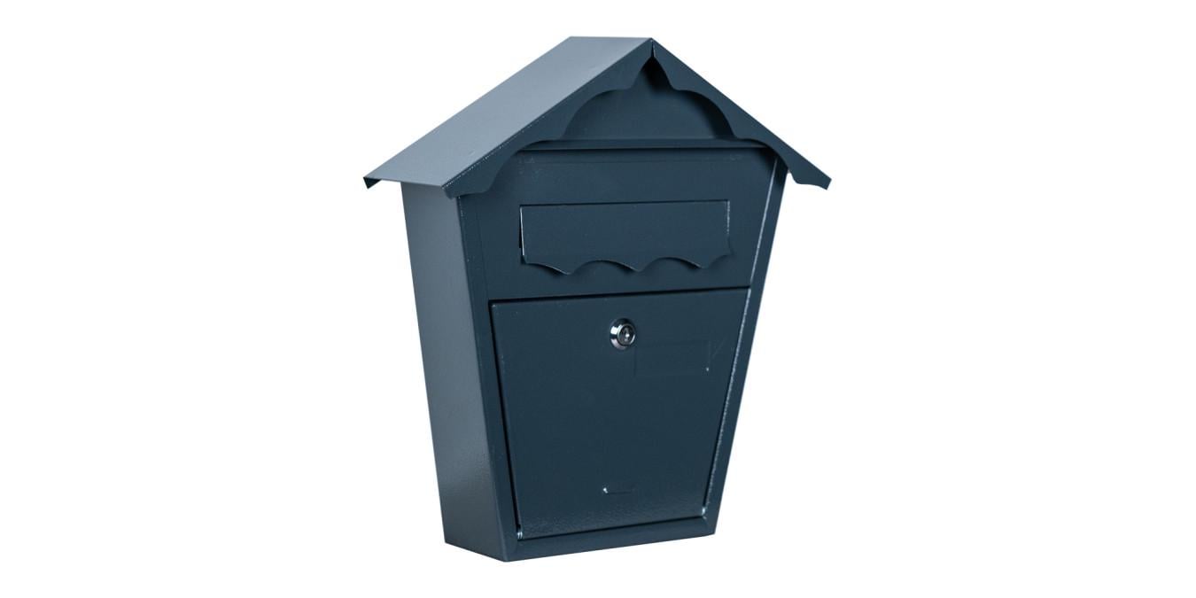 Индивидуальный почтовый ящик Галиндустрия СП-02 для частных домов из металла вертикальный с крышей 360x370x70 мм Антрацитовый (124-119-000004453)