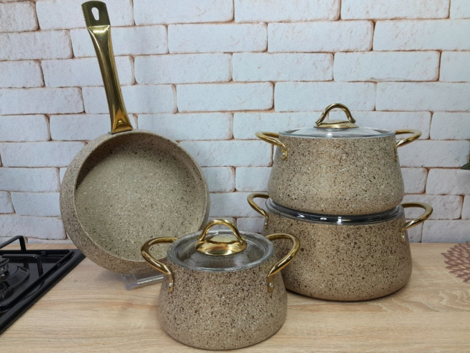 Набір посуду OMS з антипригарним покриттям для індукціі 7 предметів (3041)