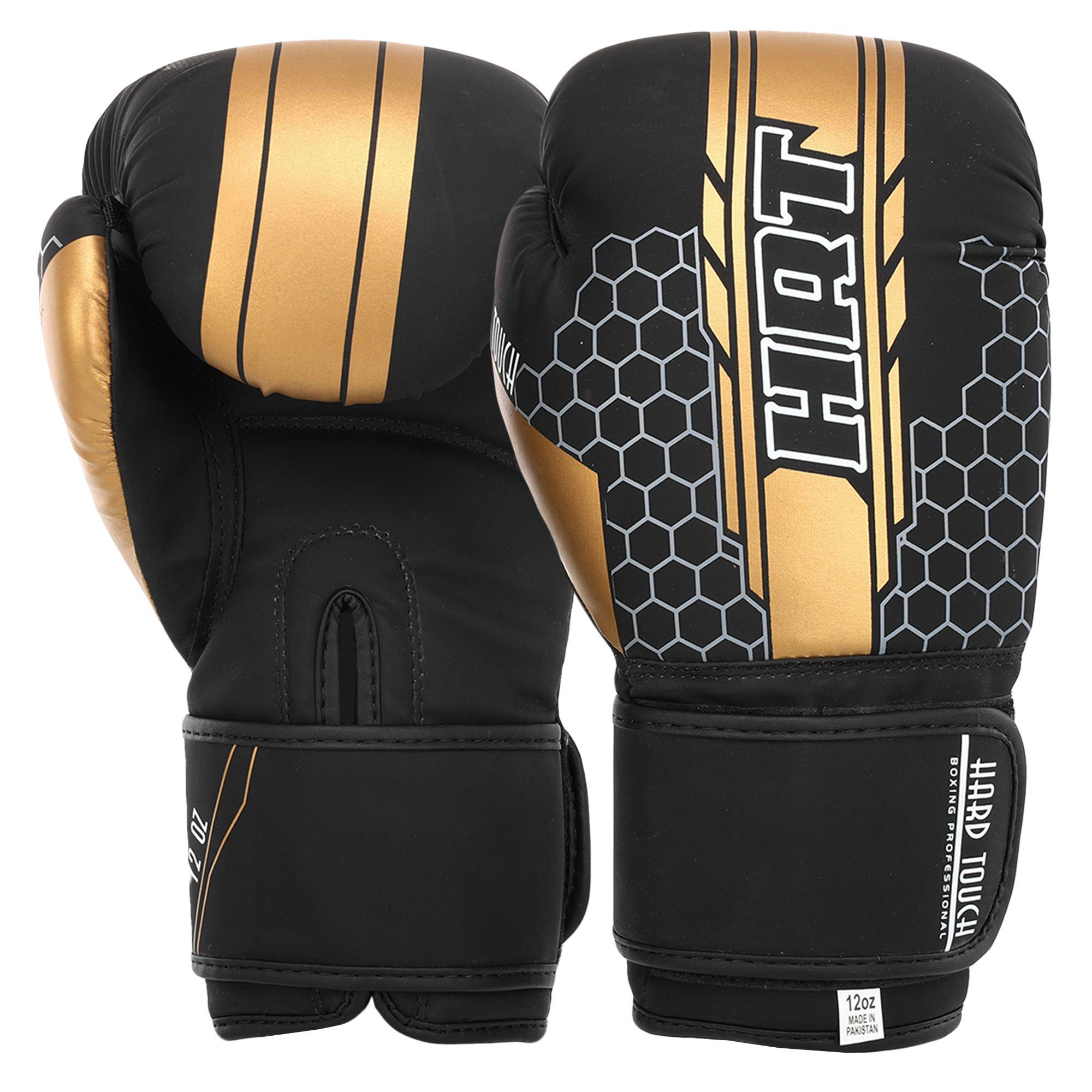 Перчатки боксерские PU HARD TOUCH BO-4238 14 унц Черный-золотой