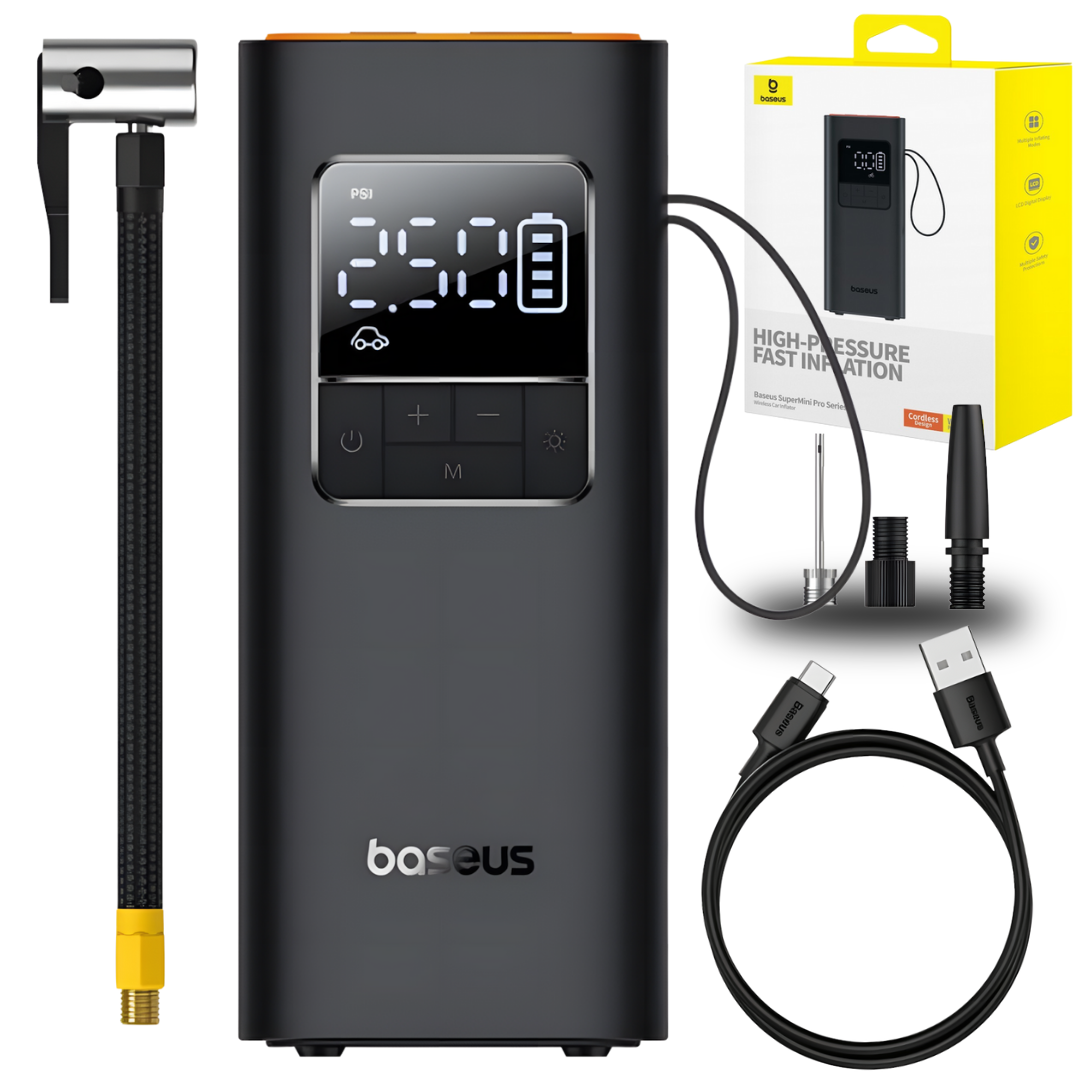 Компрессор автомобильный BASEUS аккумуляторный 4000 mAh 50W Черный (C11159300111-00)