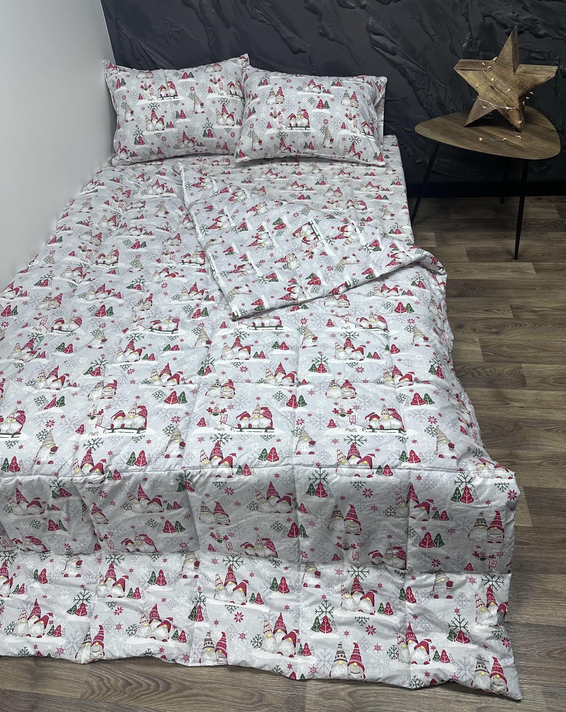 Комплект постільної білизни Comfort Home X-mas Gnomes новорічний демісезонний 220х240 см