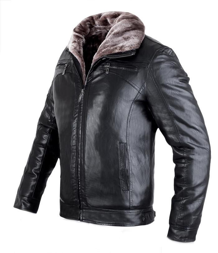 Куртка-дублянка мужская зимняя из натуральной кожи р. 60 Черный (23733800) - фото 2 Куртка-дублянка мужская зимняя из натуральной кожи р. 60 Черный (23733800) - фото 2