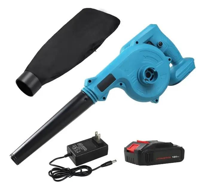 Аккумуляторная воздуходувка для сада и АКБ с мешком