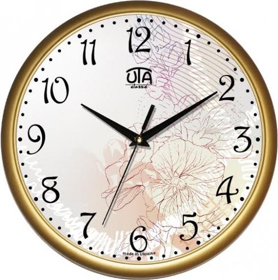 Часы настенные UTA Classic Наброски 30x30 см Gold (118483)