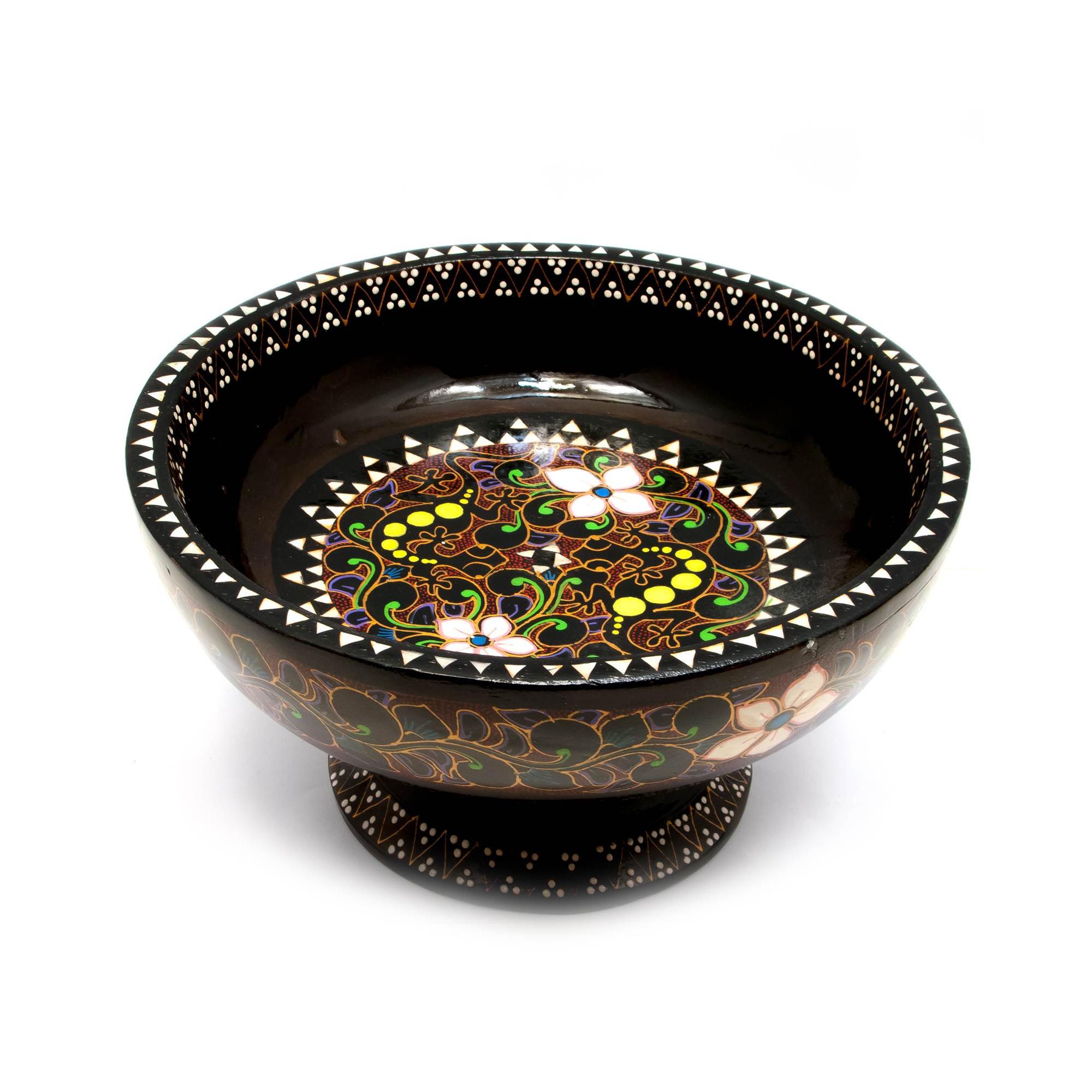 Конфетница расписная из цельного дерева d 24 см 29628 (50873)