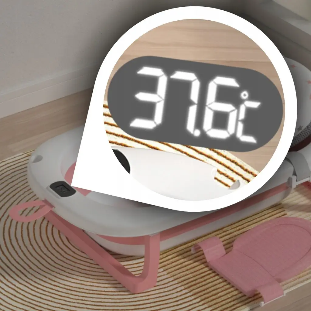 Детская ванночка для купания новорожденных с термометром и подушкой Розовый - фото 8 Детская ванночка для купания новорожденных с термометром и подушкой Розовый - фото 8