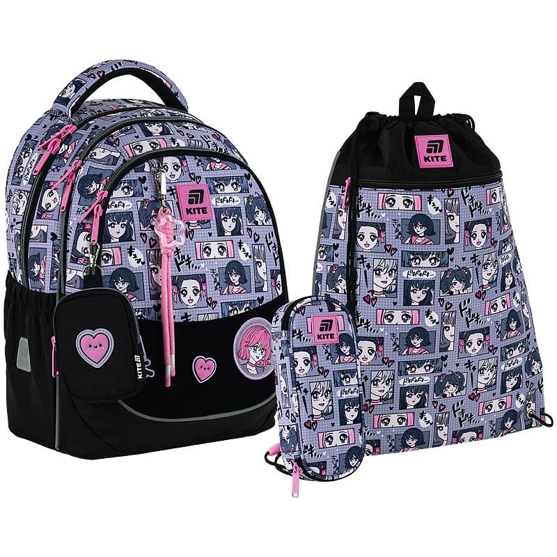 Шкільний набір KITE Education Anime Girl SET K25-700M-1 рюкзак/пенал/сумка