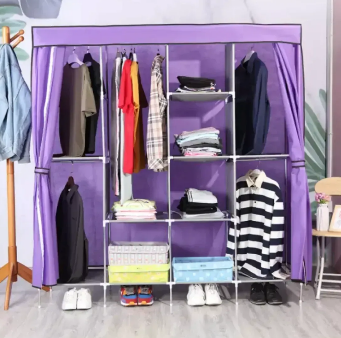 Тканный шкаф-гардероб Wardrobe 28165 165х45х172 см Фиолетовый (MY78202)