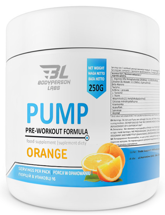 Комплекс предтренировочный Bodyperson Labs PUMP PreWorkout Formula Апельсин 250 г