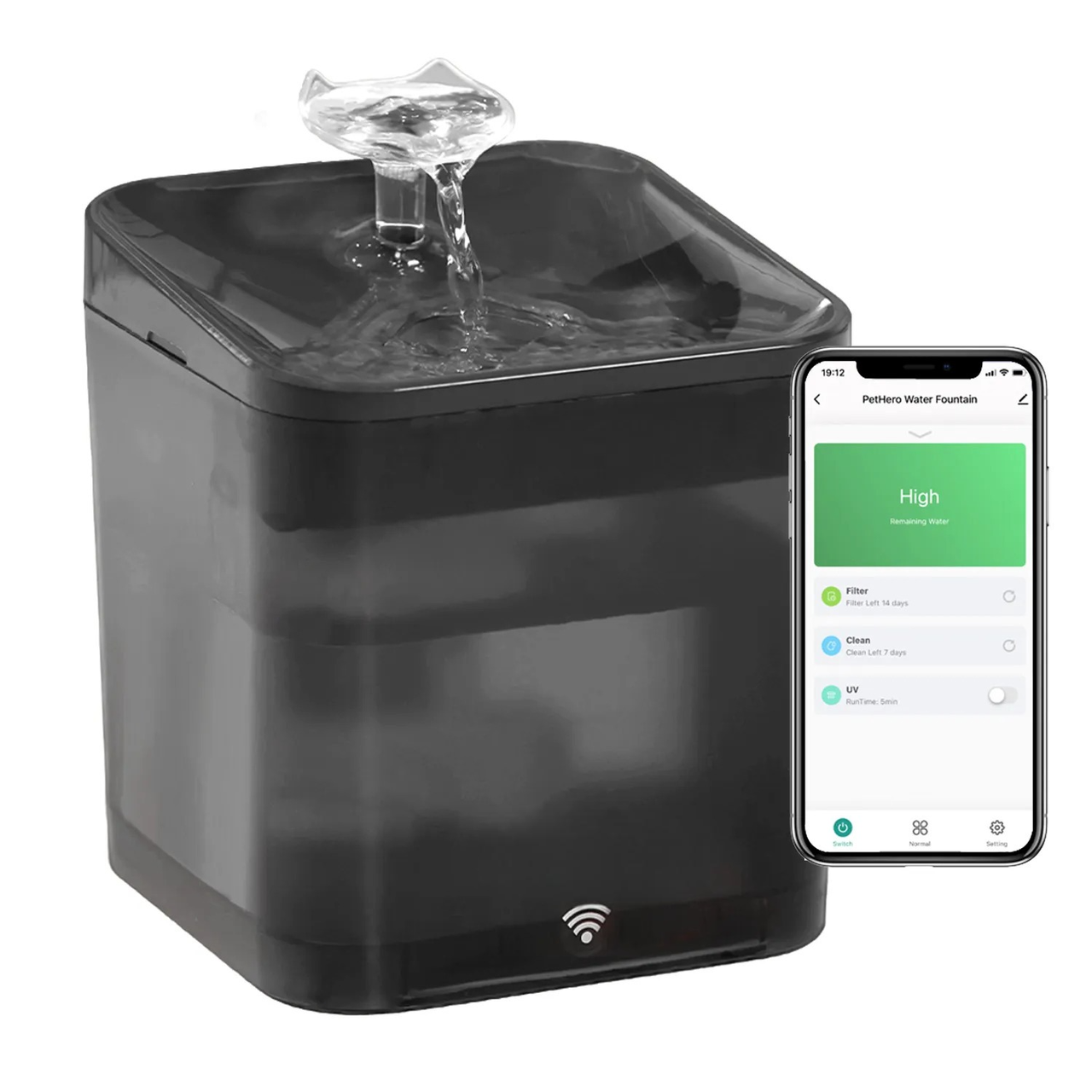 Поилка фонтан для кошек и собак PET PETRUST WF004 2,2 л Wi-Fi и UF-стерилизация Черный (1737747165) - фото 2 Поилка фонтан для кошек и собак PET PETRUST WF004 2,2 л Wi-Fi и UF-стерилизация Черный (1737747165) - фото 2