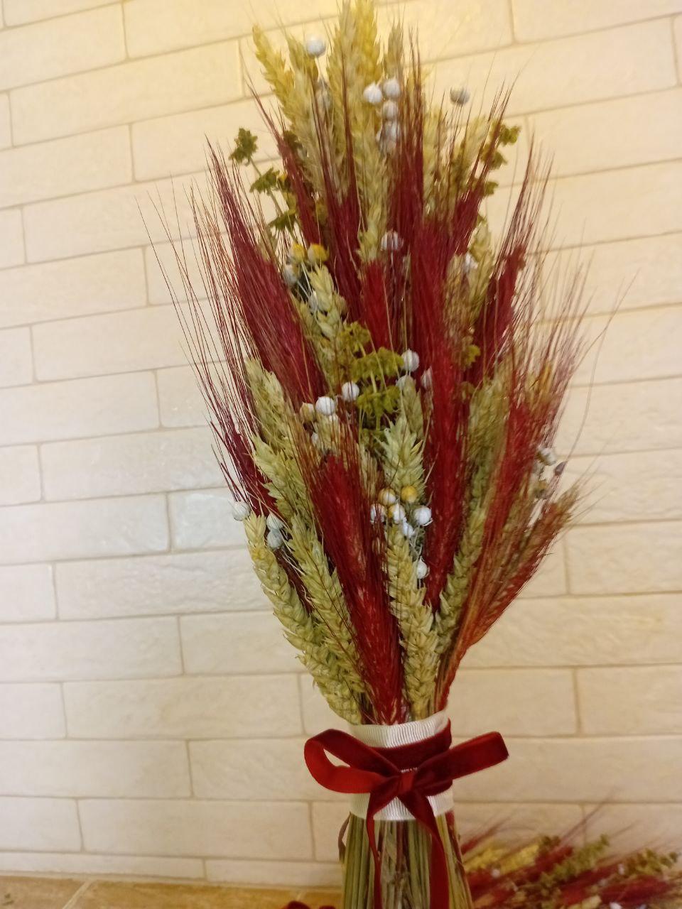 Дидух рождественский из колосков пшеницы льна и овса 60-65 см с красно-белой лентой (2794429313) - фото 6 Дидух рождественский из колосков пшеницы льна и овса 60-65 см с красно-белой лентой (2794429313) - фото 6