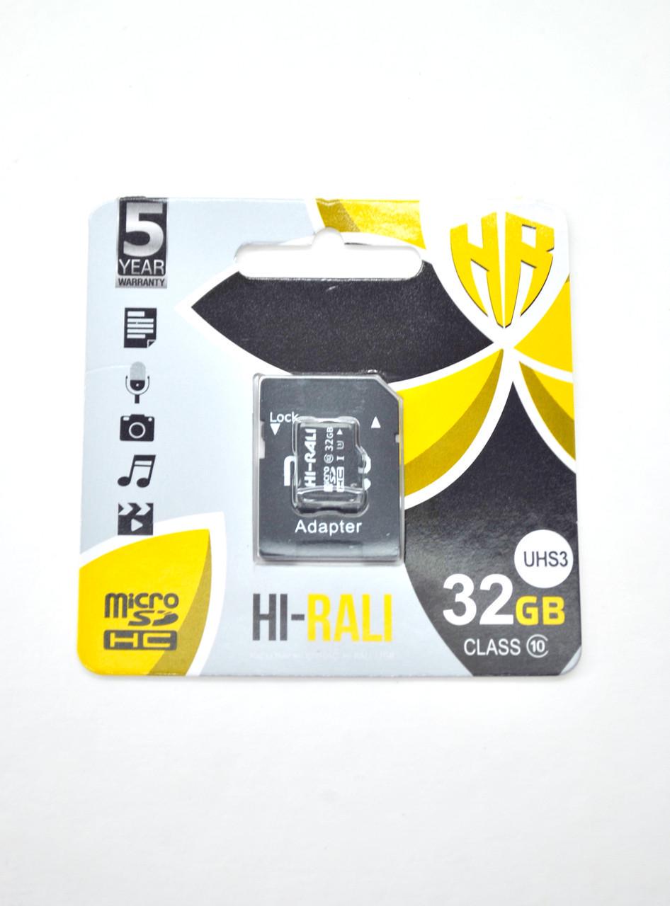 Карта памяти Micro SD Hi-Rali Class 10 с адаптером 32 Gb (1427059422)