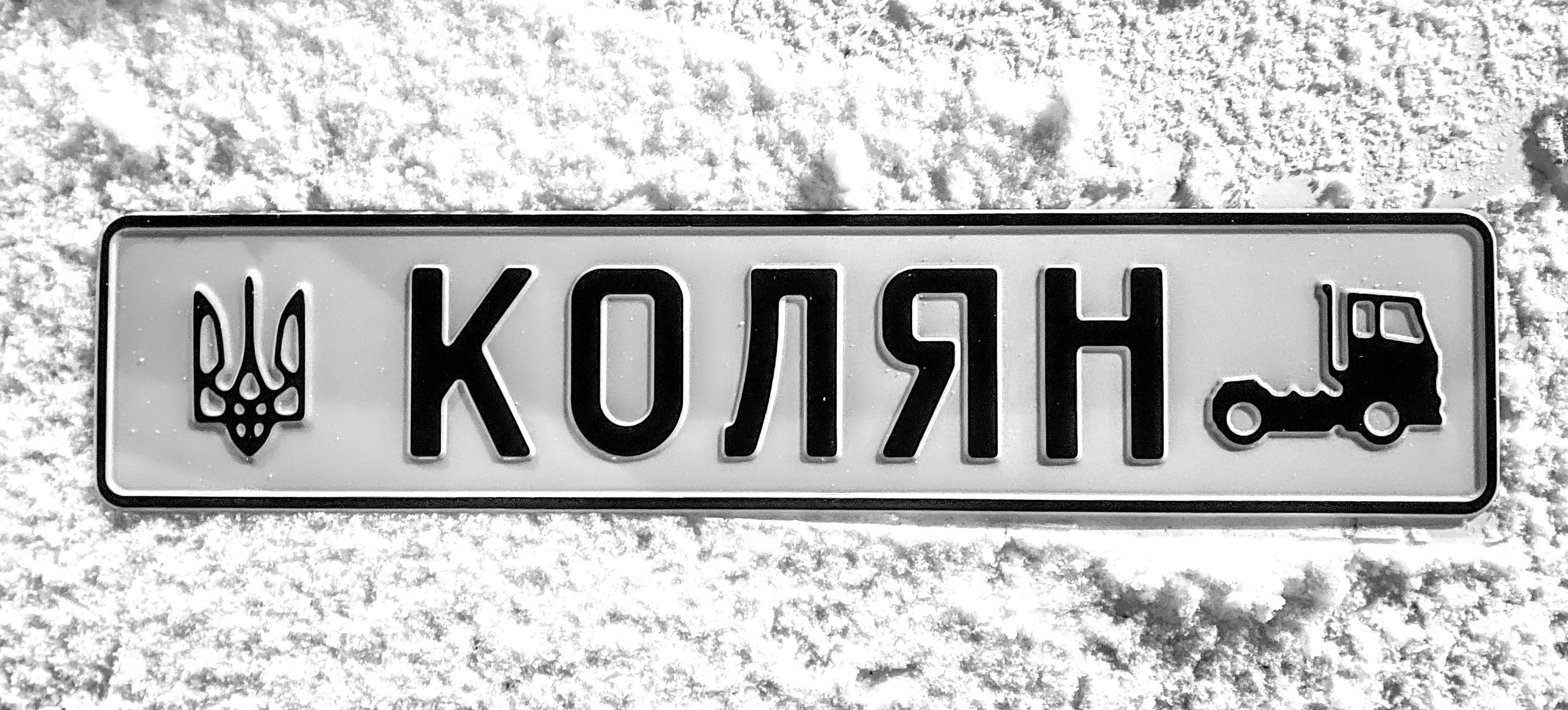 Номерной знак на авто сувенирный с именем трезубцем и грузовиком (5466)