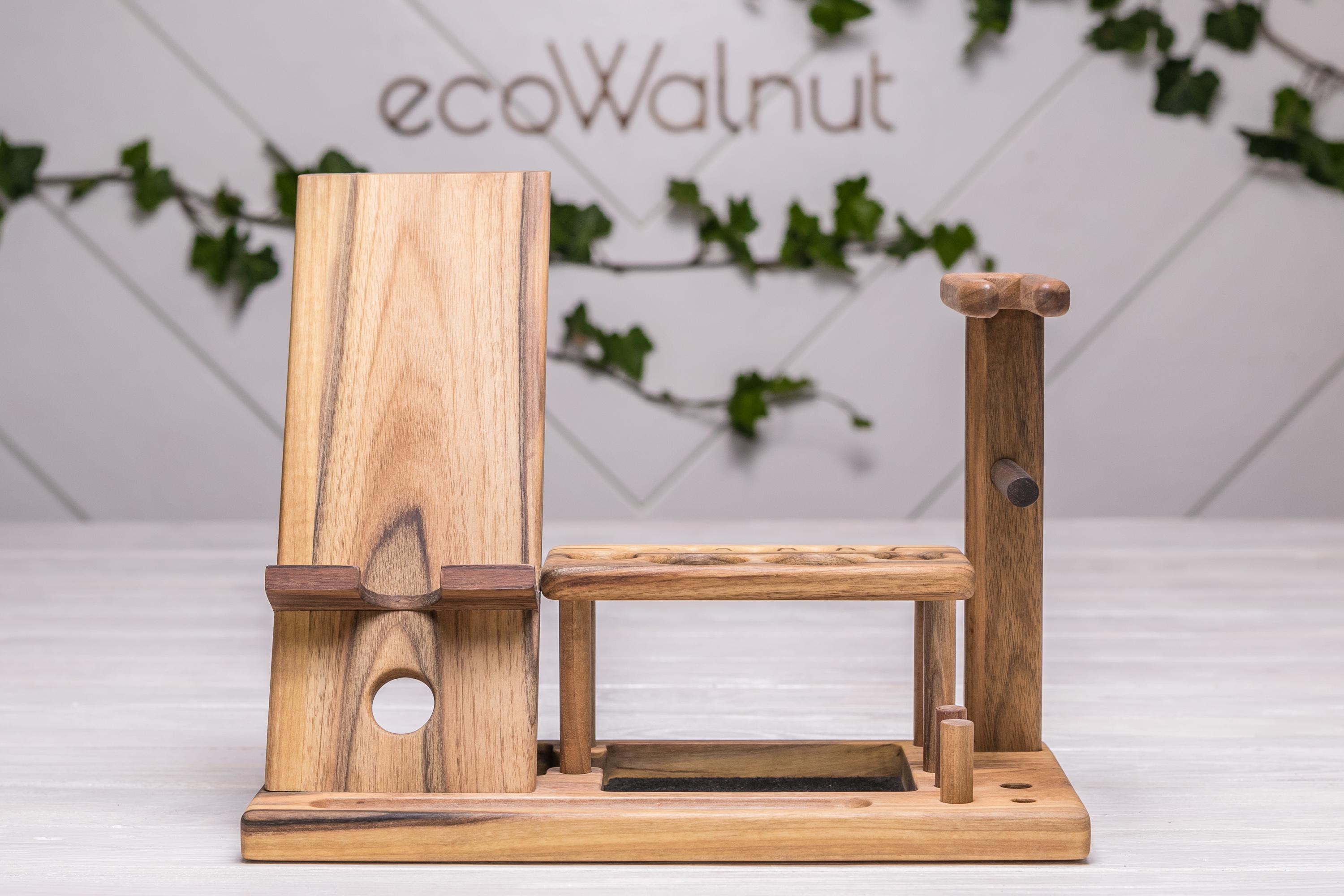 Косметичка из дерева EcoWalnut женская настольная для косметики/телефона с именным логотипом (EW-7) - фото 5