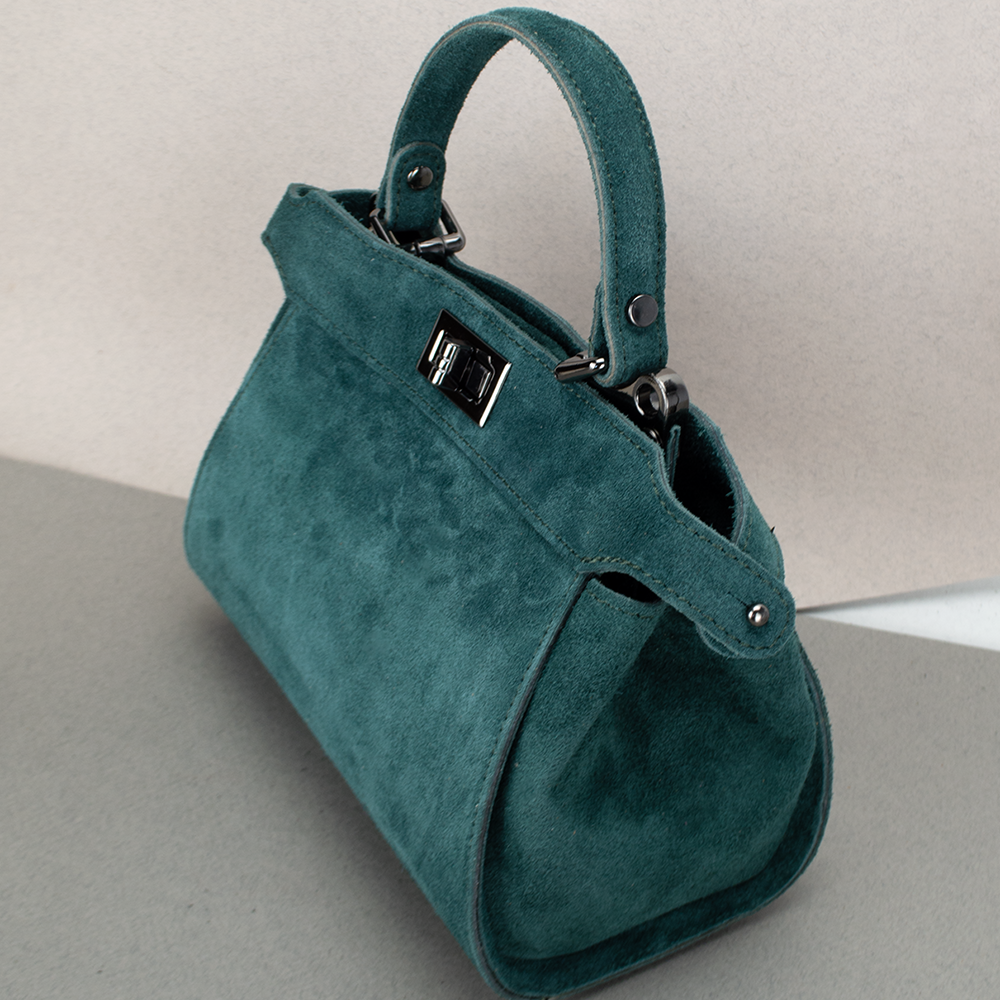 Сумка жіноча Virginia Conti 03736 замшева на застібці Темно-зелений (2385379057) - фото 3