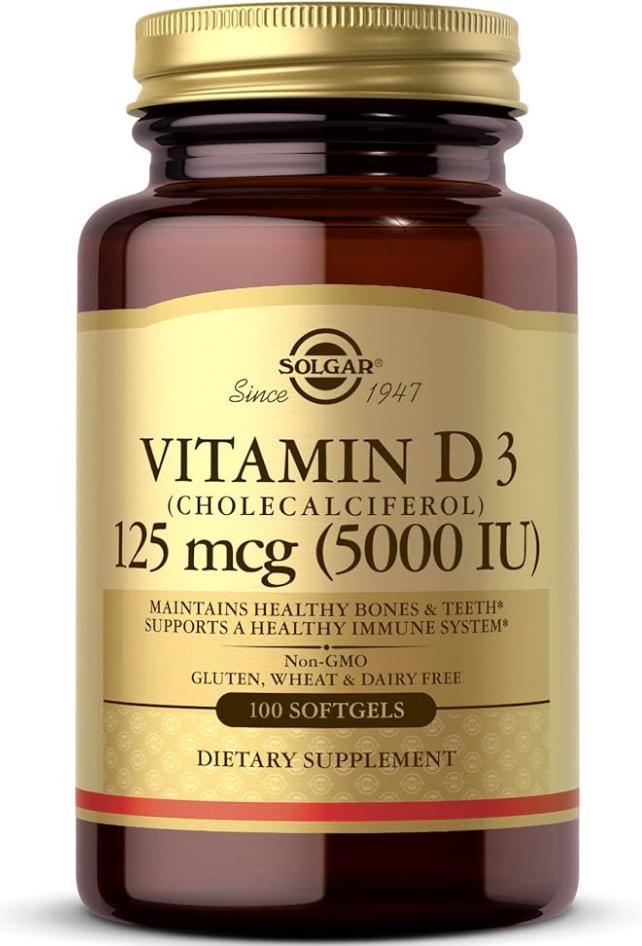 Витамин Д3 холекальциферол Solgar Vitamin D3 Cholecalciferol 125 мкг 5000 МЕ 100 капсул