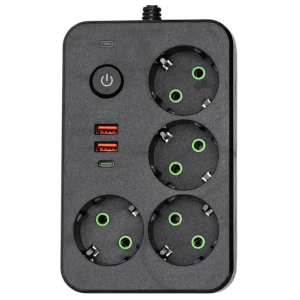 Фільтр-подовжувач Yiwu із USB та Type-C розетки 5 м 2500 Вт Чорний (147-107-HP-5-48)