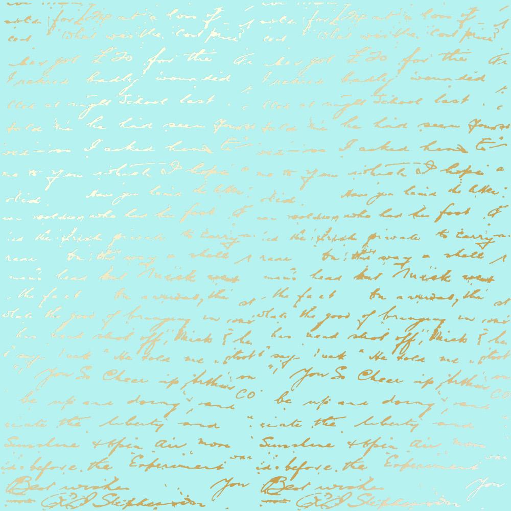 Лист бумаги односторонний Golden Text с фольгированием 30,5х30,5 см Turquoise